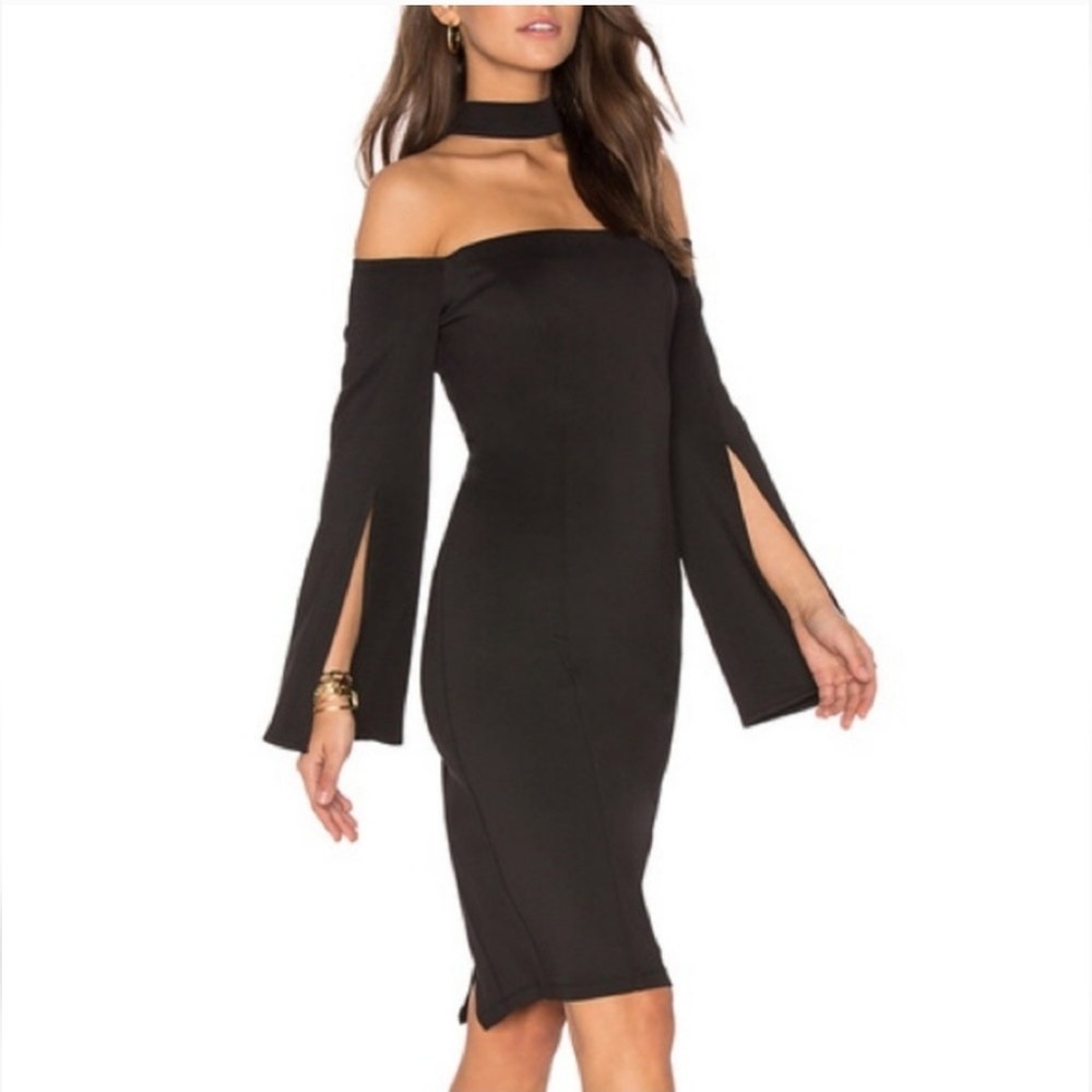 NWT Lumier Keep Control Long Sleeve Black Dress with Collar Choker. Women's 4